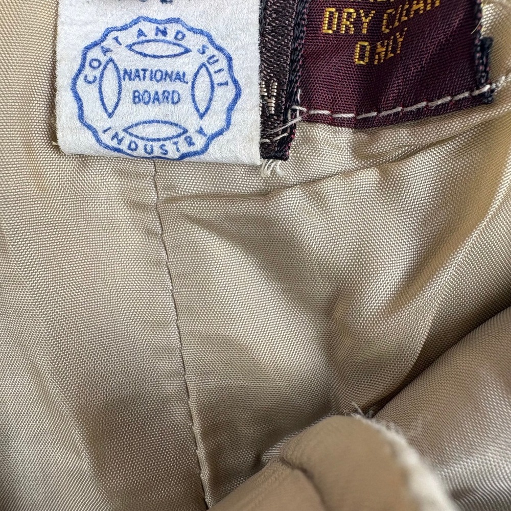 Vintage Anne Klein Neiman Marcus Wide Leg Trousers Beige ILGWU Union Made 70s - Picture 3 of 7